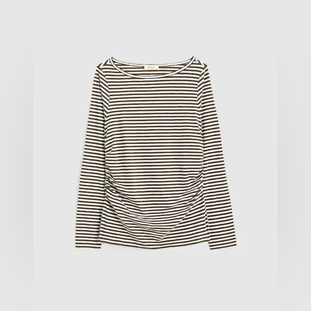 Madewell Striped Ruched Long Sleeve Top